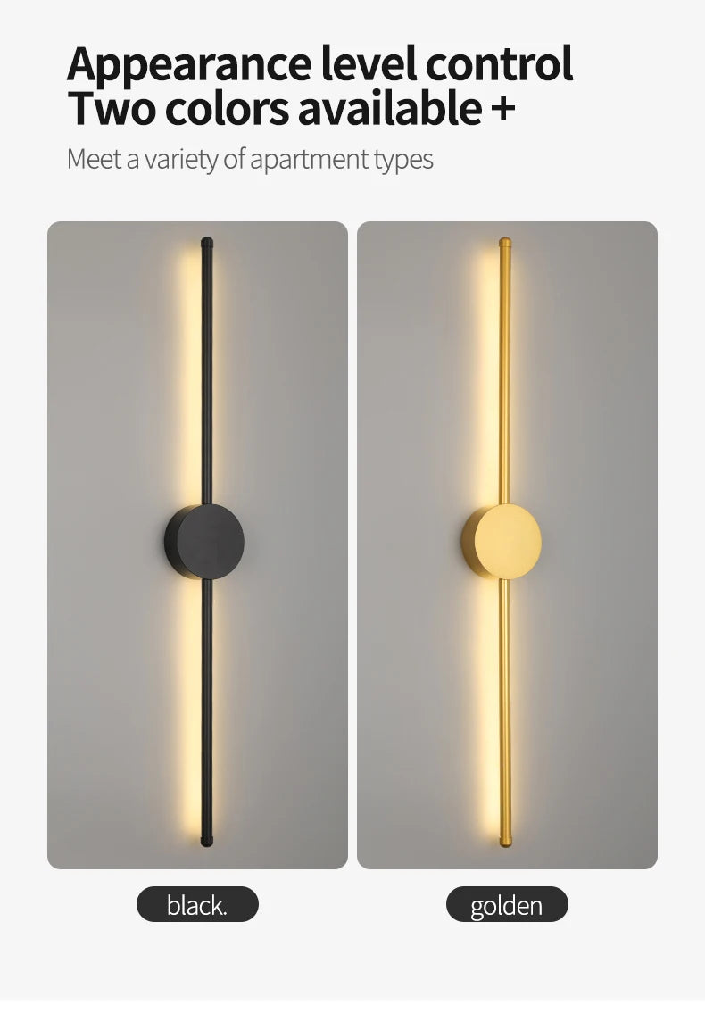 Modern Black I-Shaped LED Wall Light