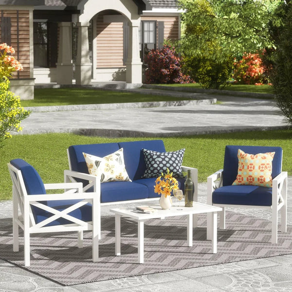 4-Piece Outdoor Patio Conversation Set with Cushions
