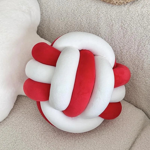 Handmade Knot Ball Throw Pillow – Round Plush Cushion