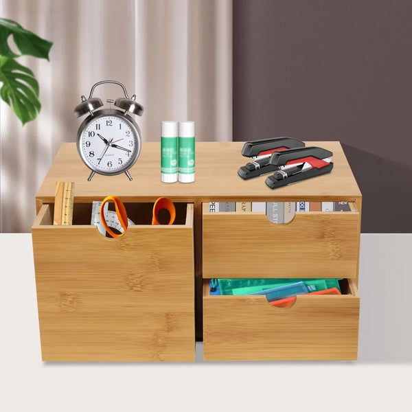 Bamboo Desk Organizer with 3 Drawers