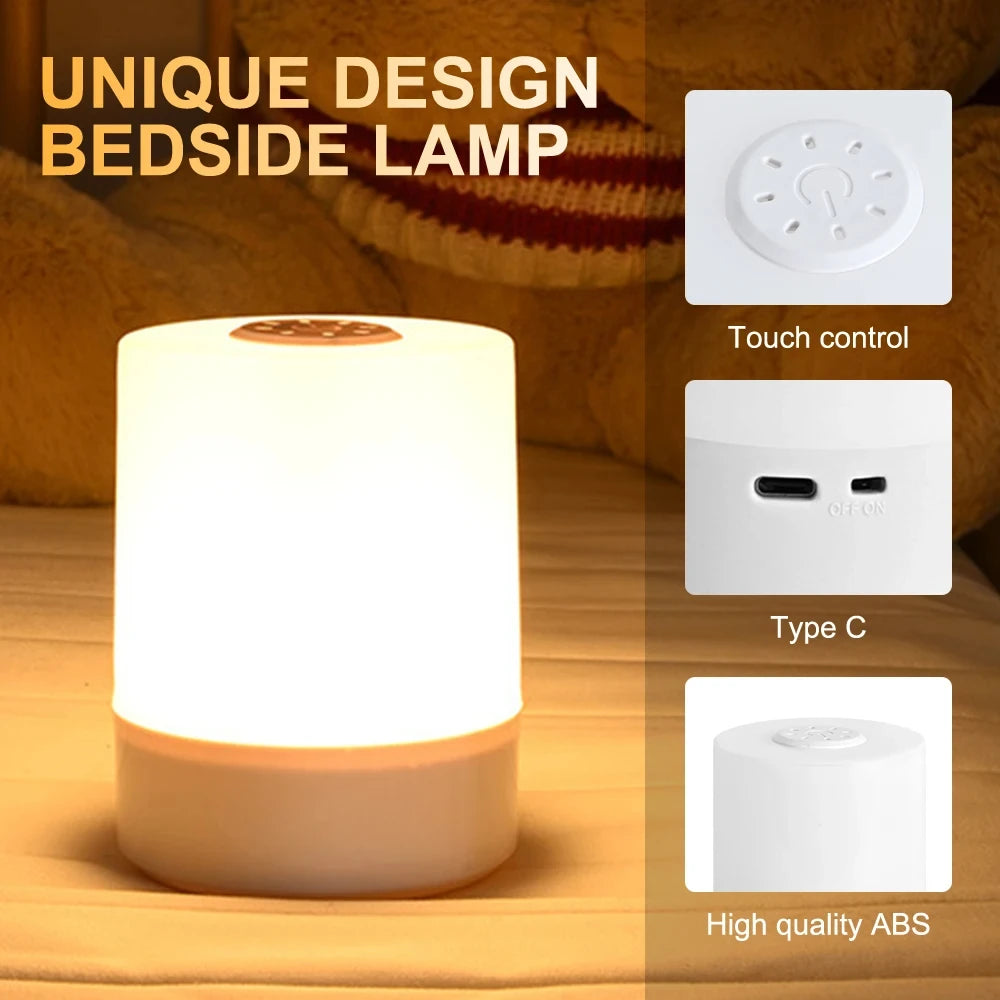 Touch Night Lamp with 3 Dimming Modes – USB Rechargeable