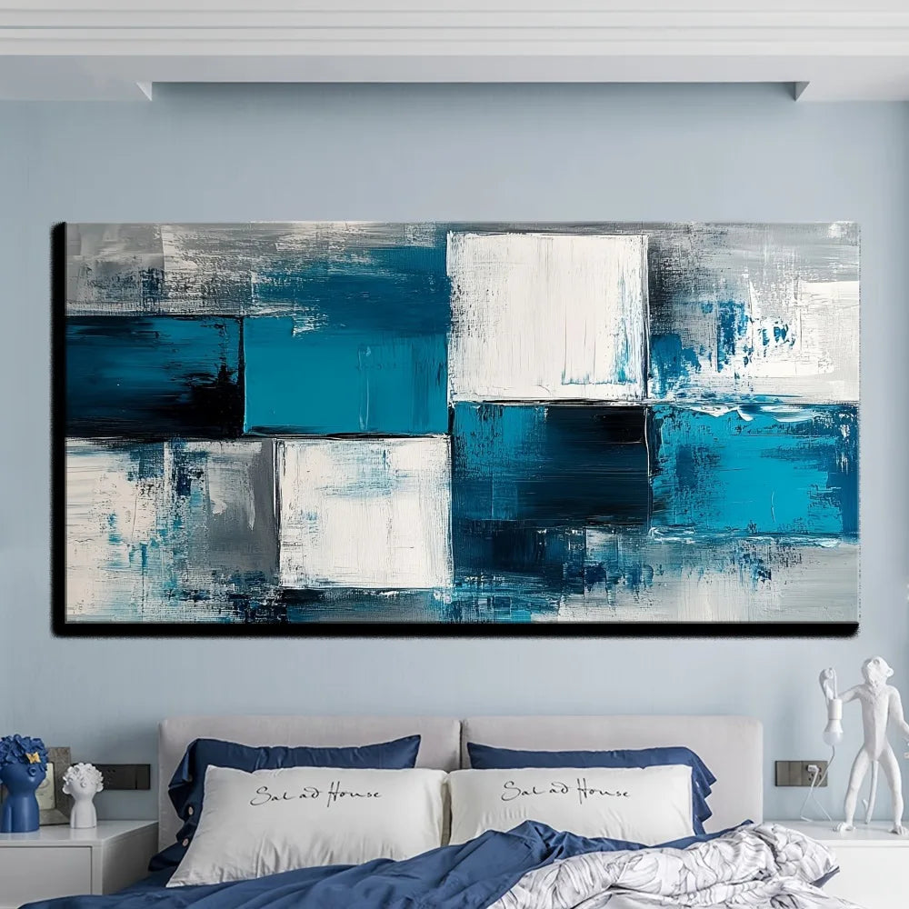 Large Blue Abstract Canvas Wall Art