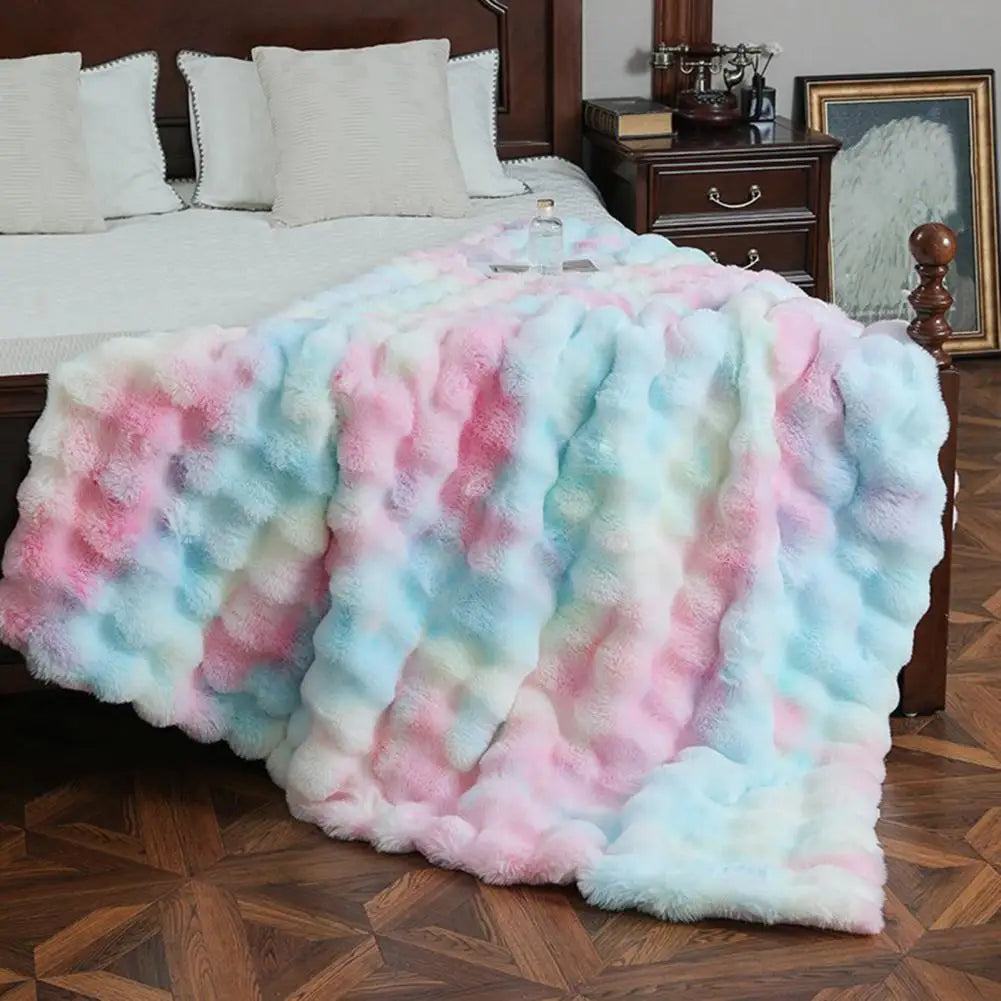 Lightweight Bubble Plush Throw Blanket