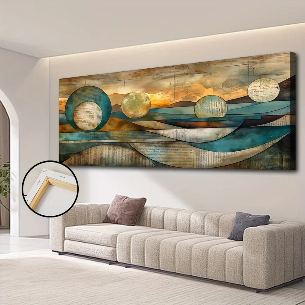 Art Deco Modern Canvas Wall Art with Pine Frame
