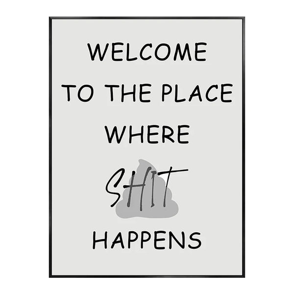 Funny Bathroom Poster – Black & White Canvas Print