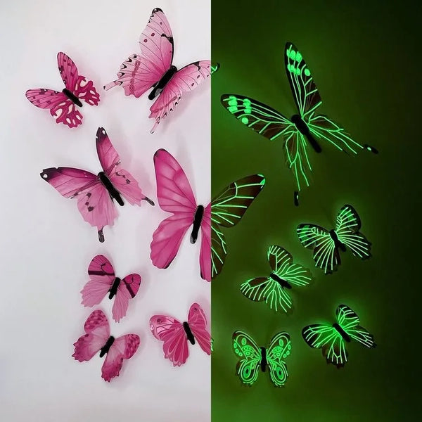 12Pcs 3D Luminous Butterfly Wall Stickers