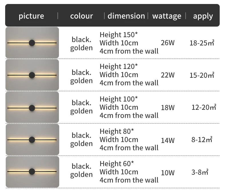 Modern Black I-Shaped LED Wall Light