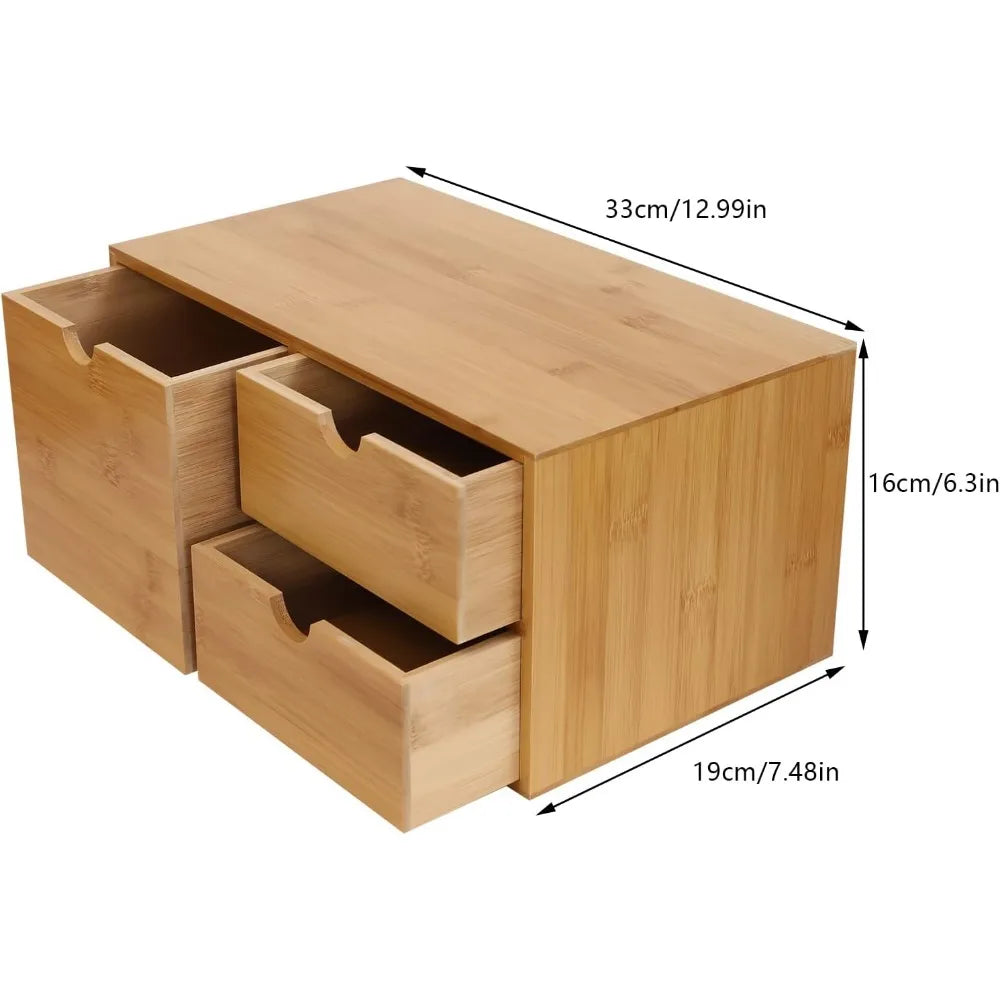 Bamboo Desk Organizer with 3 Drawers
