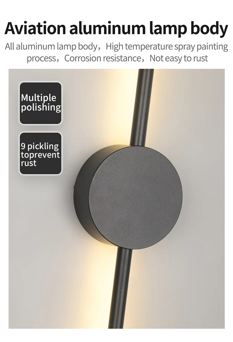 Modern Black I-Shaped LED Wall Light