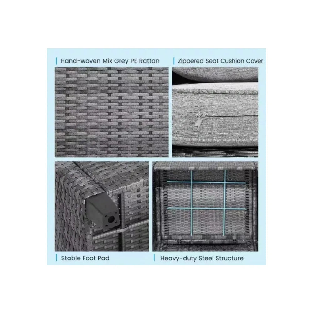 3-Piece Wicker Patio Set with Gray Cushions