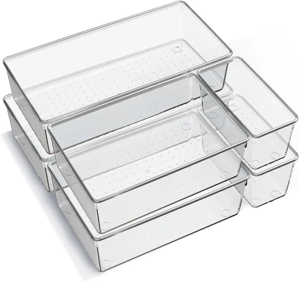 Large Clear Plastic Drawer Organizer Bins – Pack