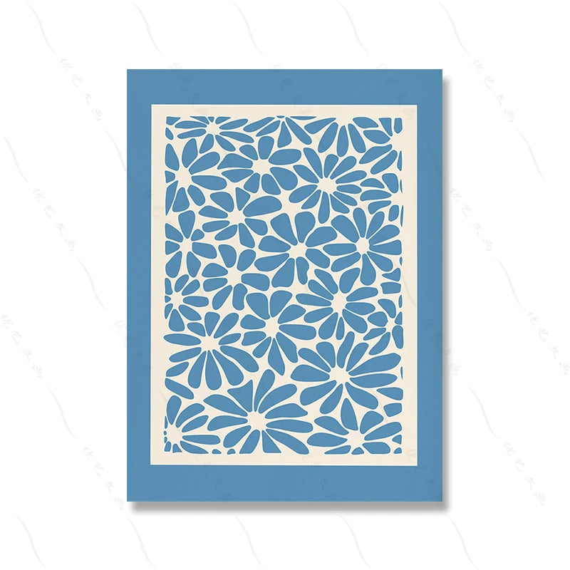 Blue Gallery Wall Art Set – Flower Market & Abstract Prints