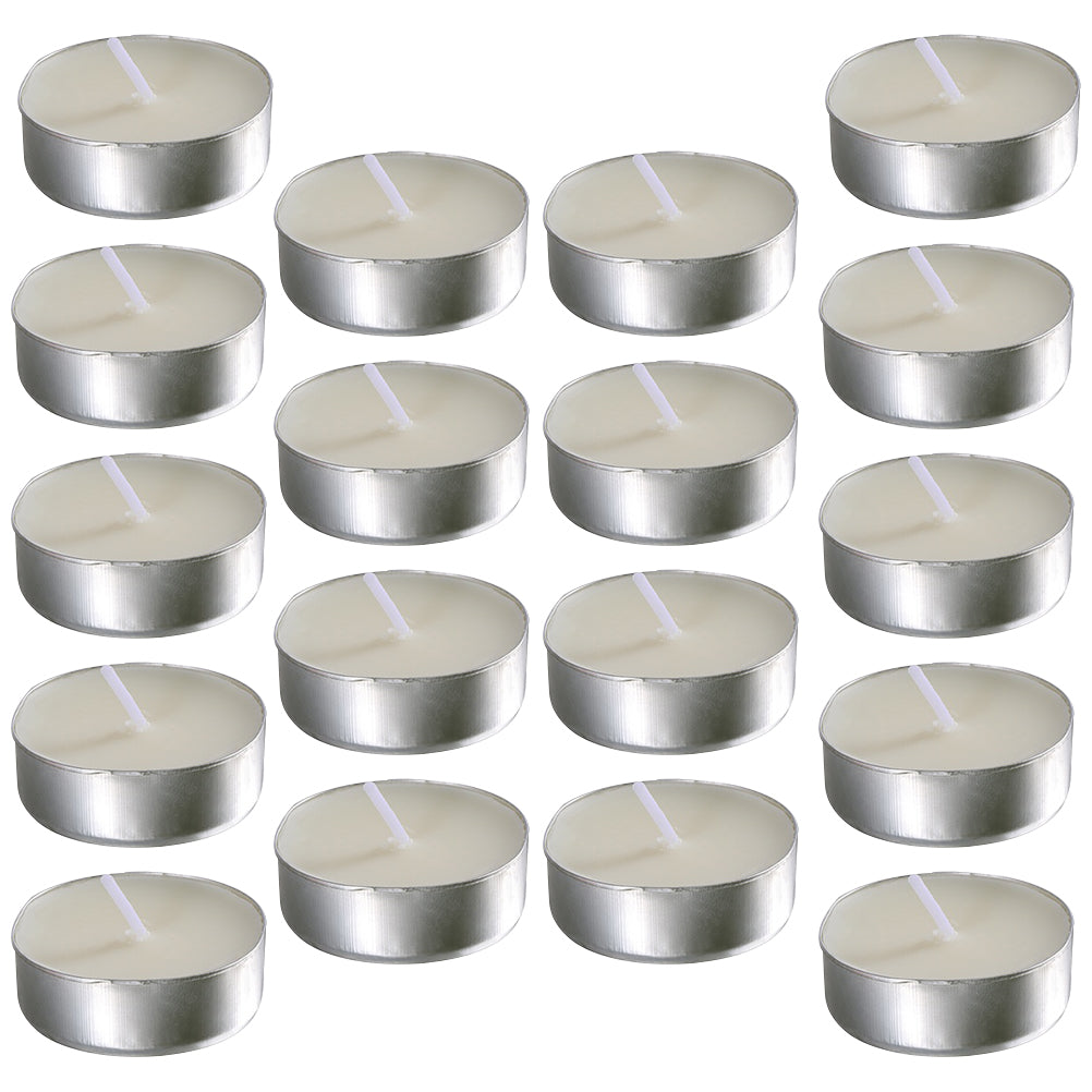 50-Pack Scented Tealight Candles – White Round Romantic Metal Cup Candles