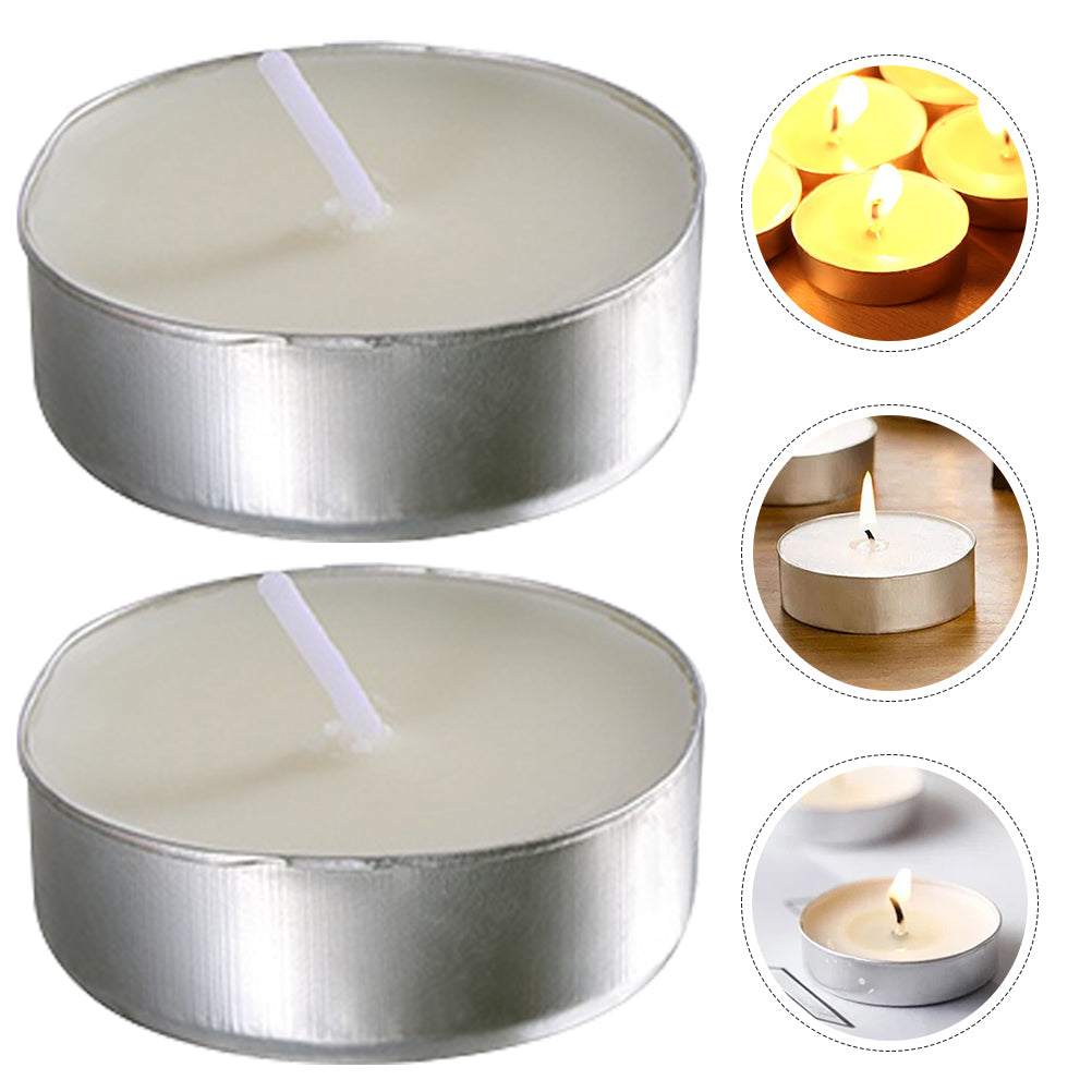 50-Pack Scented Tealight Candles – White Round Romantic Metal Cup Candles