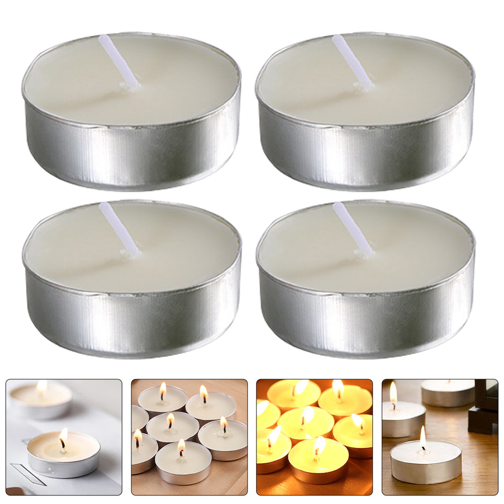 50-Pack Scented Tealight Candles – White Round Romantic Metal Cup Candles