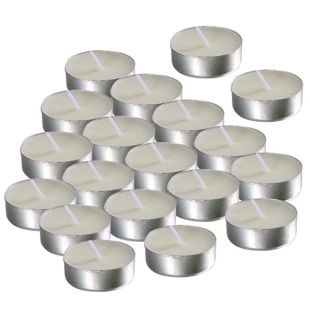 50-Pack Scented Tealight Candles – White Round Romantic Metal Cup Candles