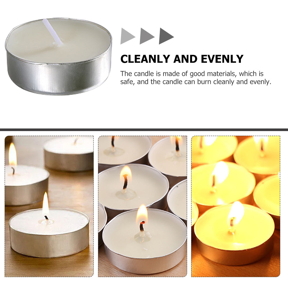 50-Pack Scented Tealight Candles – White Round Romantic Metal Cup Candles
